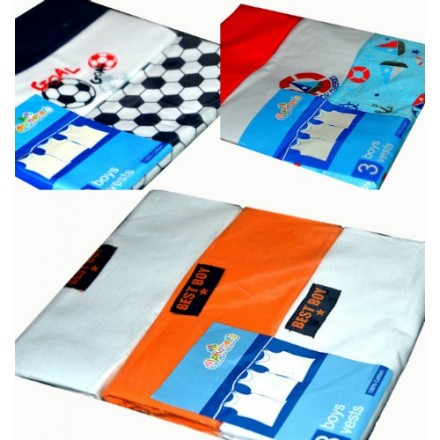 Alphabets 3 pack Boys Vests (3-10yrs)